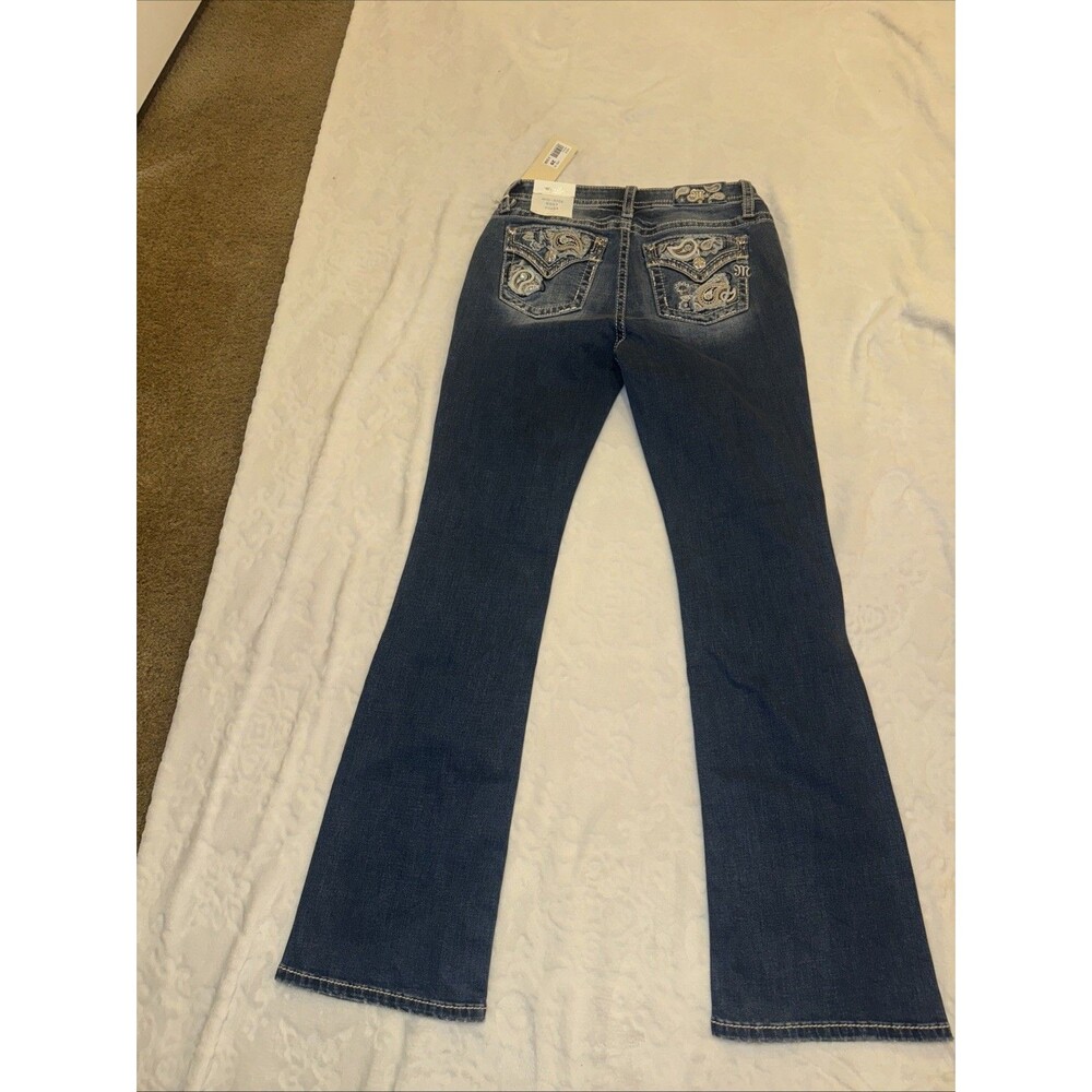 Miss Me Jeans, Slim Boot Women's Size 29 Blue, Denim, Gems Back Pocket, Flared - Picture 4 of 16